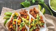 Jackfruit Tacos with Mango Salsa and Avocado Crema