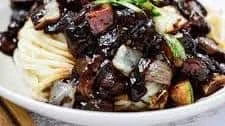 Jajangmyeon (noodles in a black bean sauce)