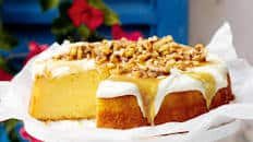 Lemon yoghurt cake with walnut-honey drizzle