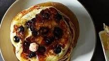 Lemony Cream Cheese Pancakes with Blueberries