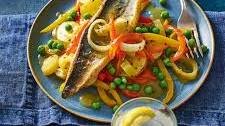 Mackerel with braised veg