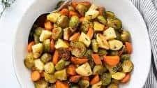 Maple Thyme Roasted Brussels Sprouts, Carrots, and Parsnips
