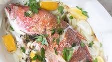 Mediterranean Baked Whole Red Snapper Fish