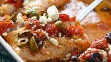 Mediterranean Cod Recipe with Roasted Cherry Tomatoes, Olives and Feta