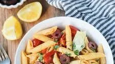 Mediterranean Pasta w/ Roasted Red Peppers and Artichokes
