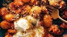 Millionaire Gnocchi with Red Sauce, Herbed Ricotta, and Golden Crispies