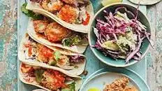 Monkfish tacos with red cabbage slaw