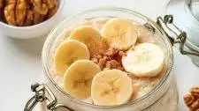 Nutty Banana Bircher with Almond Milk & Walnuts | Quick & Healthy Breakfast or Brunch Recipe