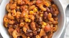 One Pot Cheesy Vegetarian Chili Mac