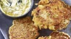 Parsnip pancakes with honey & mustard dressing
