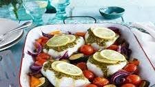 Pesto baked cod