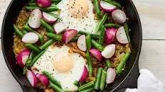 Potato, Radish, and Green Bean Hash With Fried Eggs