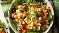 Quinoa, Avocado & Chickpea Salad over Mixed Greens