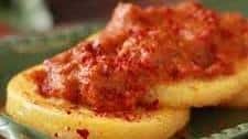 Roasted Ajvar Salsa over Grilled Polenta