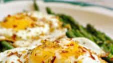 Roasted Parmesan Asparagus with Italian Herb Crispy Fried Eggs