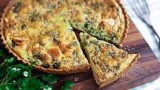 Salmon and watercress tart