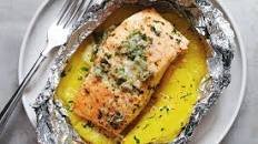 Salmon Foil Packets with Pineapple and Lemon Garlic Butter Sauce