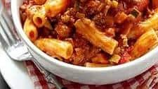 Secret Squirrel Bolognese with Macaroni