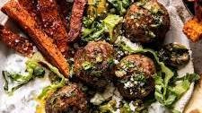 Sheet Pan Greek Meatballs and Tzatzik