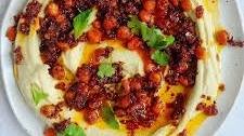 Silky Hummus with Crispy Nduja Chickpeas