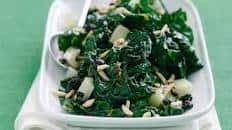 Silverbeet with orange and currants