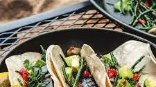Smoked mackerel tacos with chilli and samphire