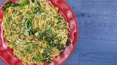 Spaghetti Aglio e Olio (Garlic and Oil) with Broccoli Rabe, Preserved Lemon and Breadcrumbs