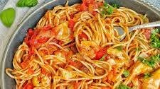 Spaghetti with Artichokes and Roasted Peppers