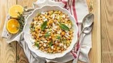 Spiced chickpea salad with orange, thyme and feta