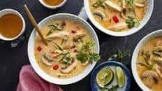 Spicy Coconut, Chicken & Mushroom Soup