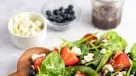 Spinach Salad with Berries, Pecans, Goat Cheese & Raspberry Vinaigrette