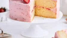 Strawberry Vanilla Cake with Strawberry Frosting