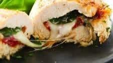 Sun Dried Tomato, Spinach and Cheese Stuffed Chicken