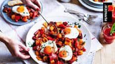 Sunshine eggs with chorizo and potato hash