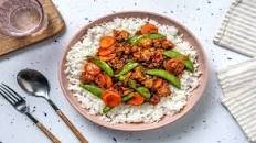 Sweet and Savoury Pork Stir-Fry with Snap Peas and Fragrant Rice