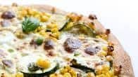 Sweet Corn, Zucchini and Fresh Mozzarella Pizza