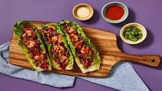 Sweet & Spicy Chicken Lettuce Wraps with Sesame Slaw & Scallions