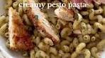 the easiest creamy pesto pasta ever 🌿 recipe: - boil 1 box of ...