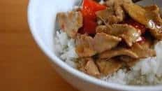 Veal stir-fry with red peppers