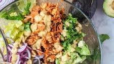 Vegan Southwest Shredded Jackfruit Salad with Avocado Lime Dressing