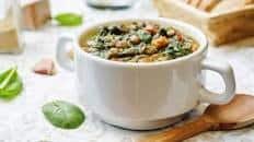 Vegetarian Lentil Vegetable Soup With Spinach and Carrots