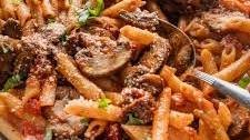 Vodka Penne with Mushrooms and Sun-Dried Tomatoes