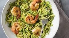 Zucchini Noodles with Avocado Pesto & Shrimp