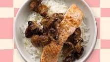 Asian-Style Baked Salmon & Mushrooms with Rice