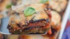 Aubergine and courgette Parmesan bake