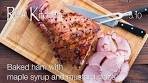 Baked ham with maple syrup & mustard glaze