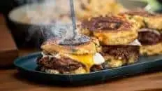 BBQ Duck, Egg, and Corn Scallion Pancakes
