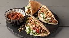 Black-eyed pea and spicy salsa tacos