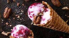 Brown Butter-Cranberry Ice Cream with Candied Pecans