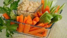 Carrot and Celery Sticks with Hummus